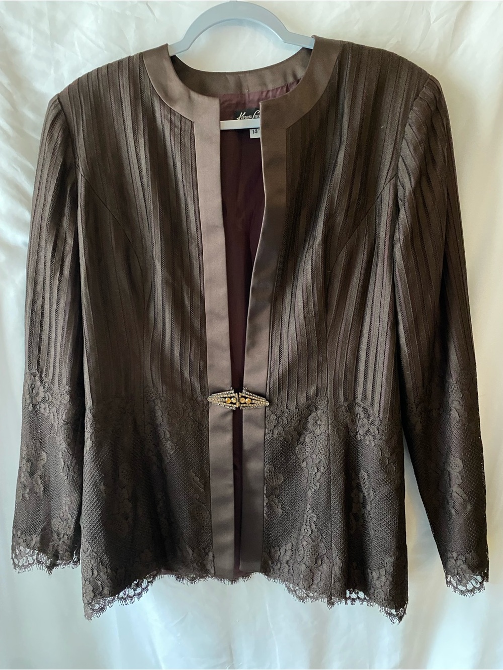 Vintage Karen Lawrence by Matthew Brown Lace Formal Evening Jacket Size 14